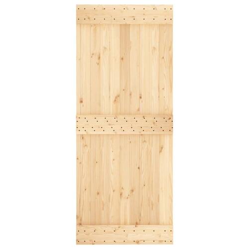 Skydedør med monteringssæt 85x210 cm massivt fyrretræ