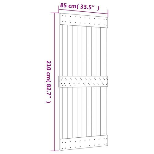 Skydedør med monteringssæt 85x210 cm massivt fyrretræ