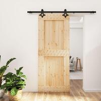 Skydedør med monteringssæt 85x210 cm massivt fyrretræ