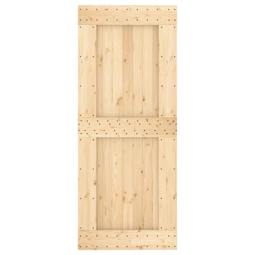 Skydedør med monteringssæt 85x210 cm massivt fyrretræ