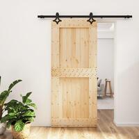 Skydedør med monteringssæt 90x210 cm massivt fyrretræ