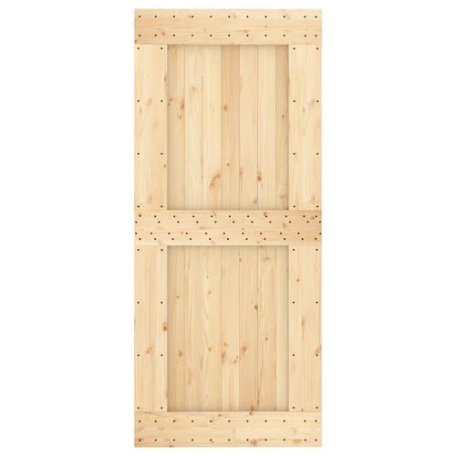 Skydedør med monteringssæt 90x210 cm massivt fyrretræ