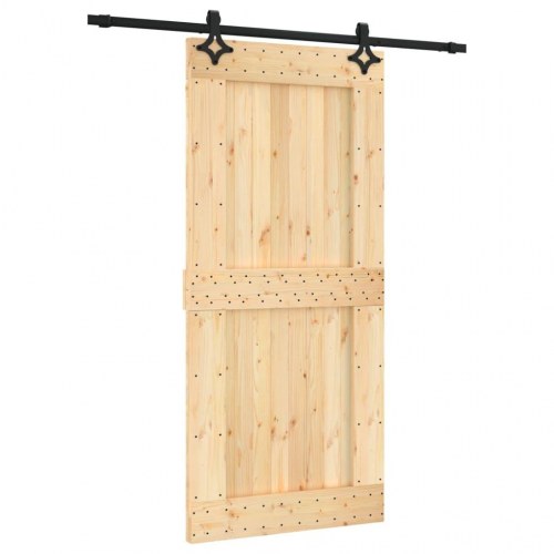 Skydedør med monteringssæt 95x210 cm massivt fyrretræ