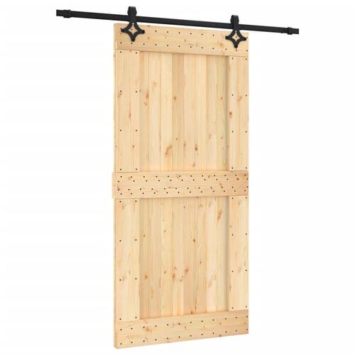 Skydedør med monteringssæt 100x210 cm massivt fyrretræ