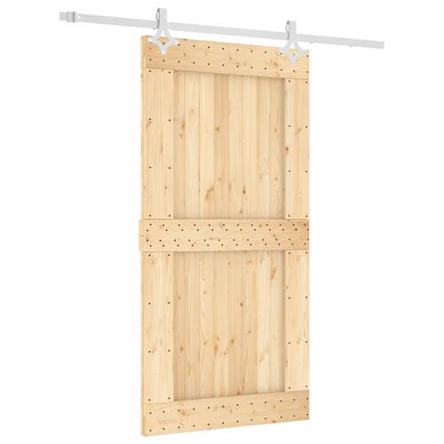 Skydedør med monteringssæt 100x210 cm massivt fyrretræ