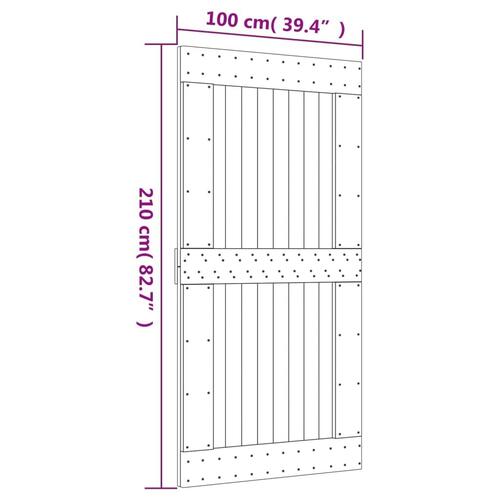 Skydedør med monteringssæt 100x210 cm massivt fyrretræ
