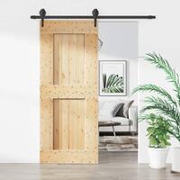 Skydedør med monteringssæt 85x210 cm massivt fyrretræ