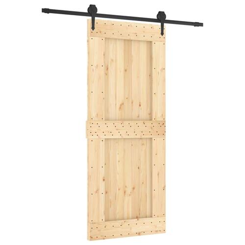 Skydedør med monteringssæt 85x210 cm massivt fyrretræ