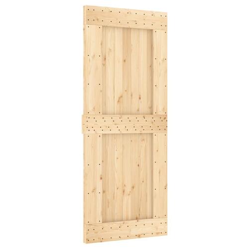 Skydedør med monteringssæt 85x210 cm massivt fyrretræ