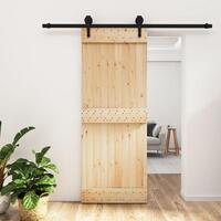 Skydedør med monteringssæt 80x210 cm massivt fyrretræ