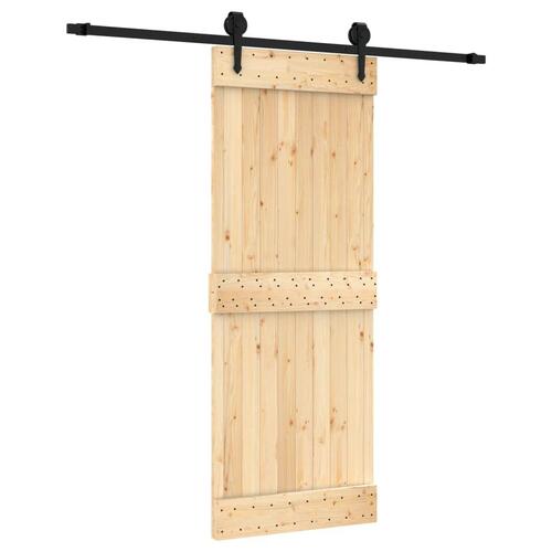 Skydedør med monteringssæt 80x210 cm massivt fyrretræ
