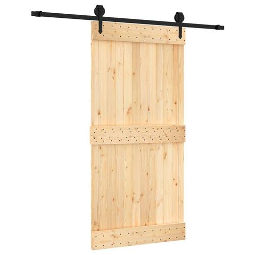 Skydedør med monteringssæt 100x210 cm massivt fyrretræ