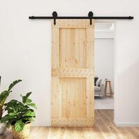 Skydedør med monteringssæt 85x210 cm massivt fyrretræ