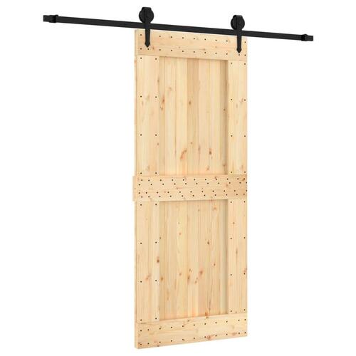 Skydedør med monteringssæt 85x210 cm massivt fyrretræ