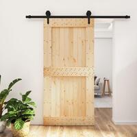 Skydedør med monteringssæt 100x210 cm massivt fyrretræ