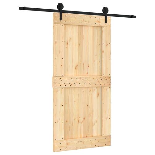 Skydedør med monteringssæt 100x210 cm massivt fyrretræ