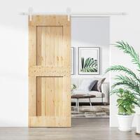 Skydedør med monteringssæt 80x210 cm massivt fyrretræ