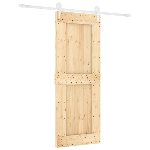 Skydedør med monteringssæt 80x210 cm massivt fyrretræ