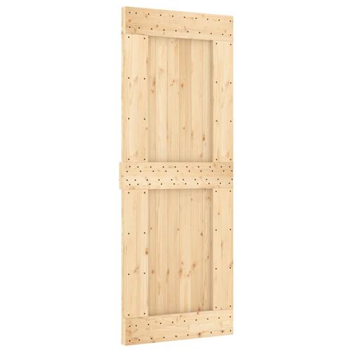Skydedør med monteringssæt 80x210 cm massivt fyrretræ