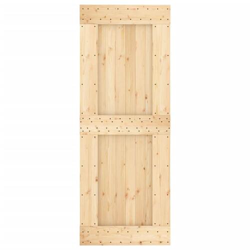 Skydedør med monteringssæt 80x210 cm massivt fyrretræ
