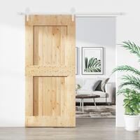 Skydedør med monteringssæt 100x210 cm massivt fyrretræ
