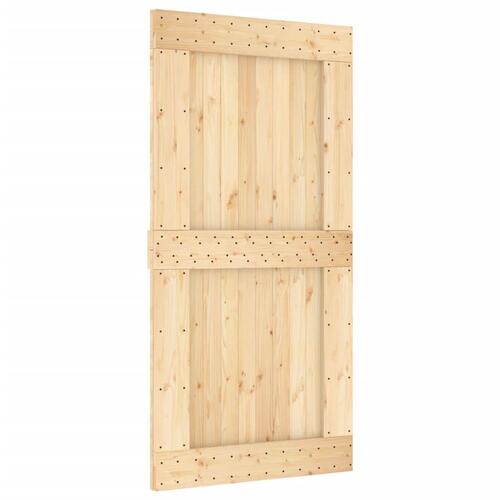 Skydedør med monteringssæt 100x210 cm massivt fyrretræ