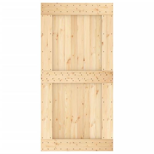 Skydedør med monteringssæt 100x210 cm massivt fyrretræ