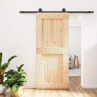 Skydedør med monteringssæt 90x210 cm massivt fyrretræ