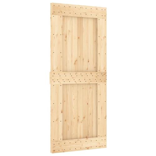 Skydedør med monteringssæt 90x210 cm massivt fyrretræ