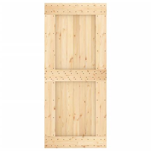 Skydedør med monteringssæt 90x210 cm massivt fyrretræ