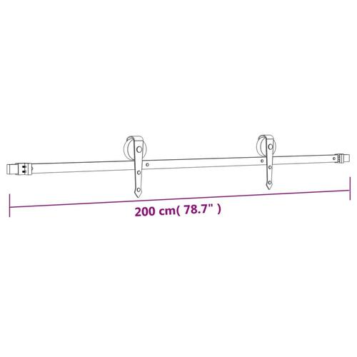Skydedør med monteringssæt 90x210 cm massivt fyrretræ
