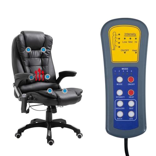 Kontorstol med massagefunktion polyester sort