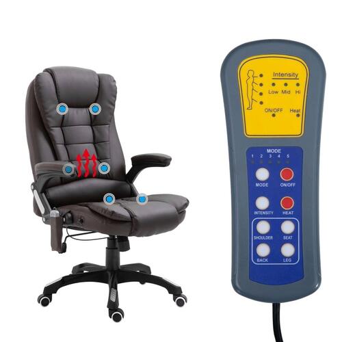 Kontorstol med massagefunktion polyester brun