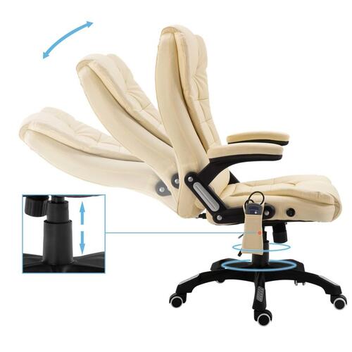 Kontorstol med massagefunktion polyester cremefarvet