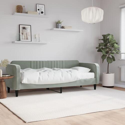 Daybed med madras 80x200 cm velour lysegrå