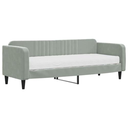 Daybed med madras 80x200 cm velour lysegrå