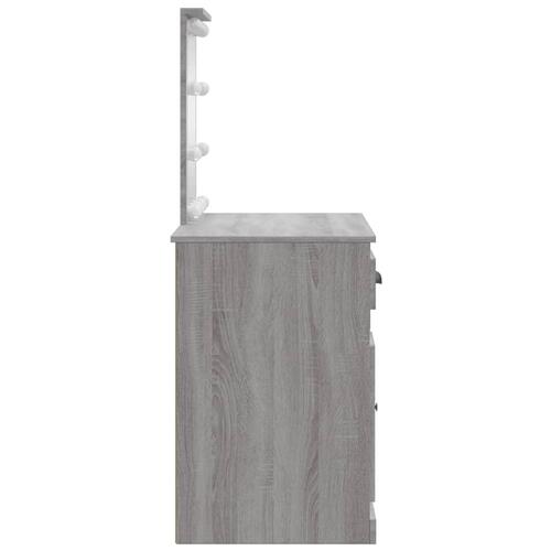 Makeupbord med LED-lys 90x42x132,5 cm grå sonoma-eg
