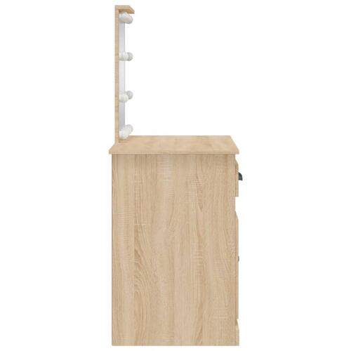 Makeupbord med LED-lys 90x42x132,5 cm sonoma-eg