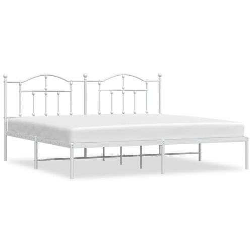 Sengeramme med sengegavl 193x203 cm metal hvid
