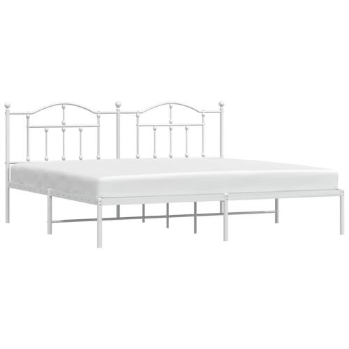 Sengeramme med sengegavl 193x203 cm metal hvid