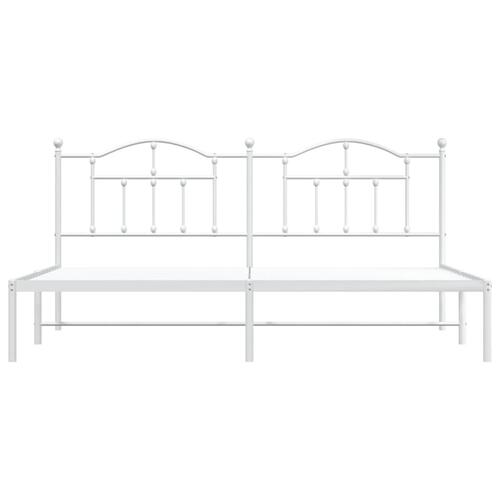 Sengeramme med sengegavl 193x203 cm metal hvid