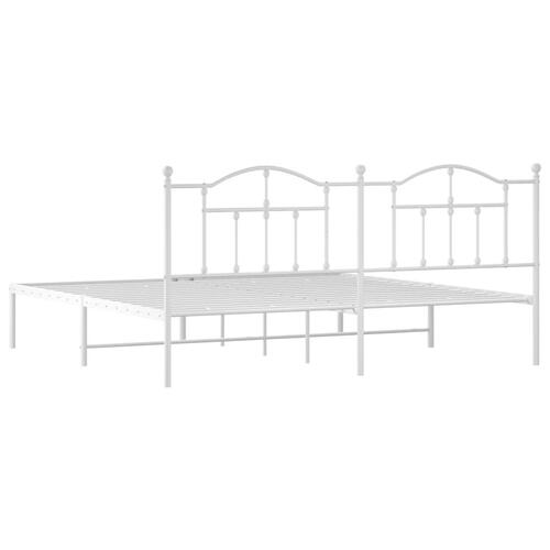 Sengeramme med sengegavl 193x203 cm metal hvid