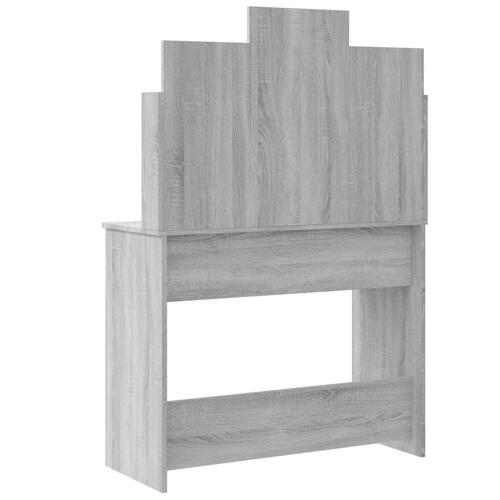 Makeupbord med LED-lys 96x40x142 cm grå sonoma-eg