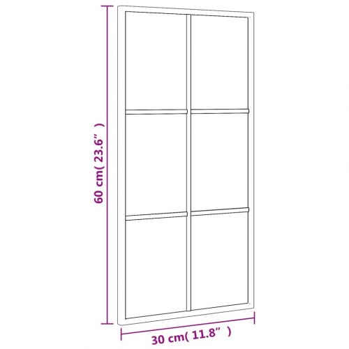 Vægspejl 30×60 cm - rektangulært med sort jernramme