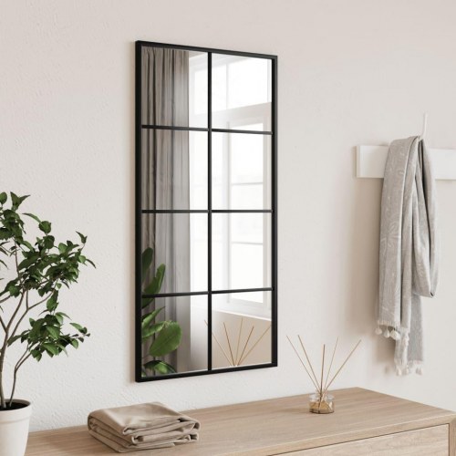 Vægspejl 40 × 80 cm - rektangulært med sort jernramme