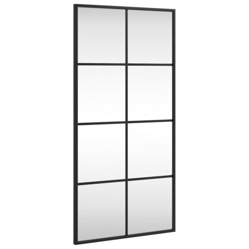 Vægspejl 40 × 80 cm - rektangulært med sort jernramme