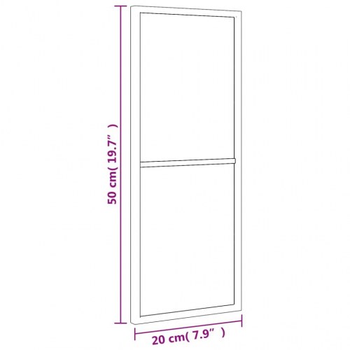 Rektangulært vægspejl 20×50 cm - sort jernramme