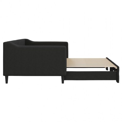 Daybed med udtræk 90 x 200 cm stof - sort