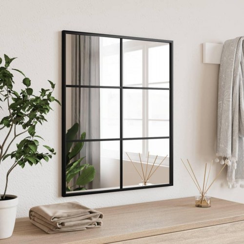 Vægspejl 50 × 60 cm - rektangulært med sort jernramme