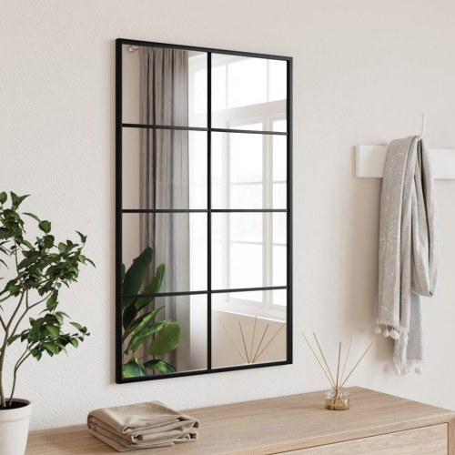 Vægspejl 50 × 80 cm - rektangulært med sort jernramme